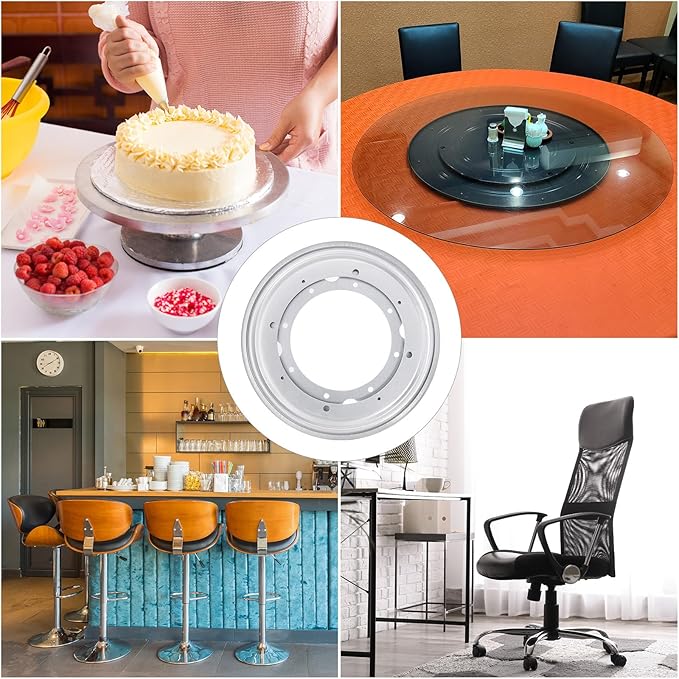 uxcell Lazy Susan Hardware, 2Pcs 9 Inch - Iron Round Ball Bearing Rotating Swivel Plate, Lazy Susan Turntable for DVD Tower, Bookshelf (Silver)