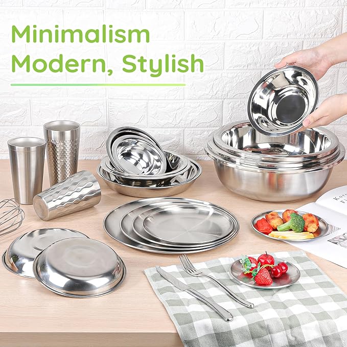 304(18/8) Stainless Steel Mixing Bowls for Kitchen, 2 Pack 5.5" Small Metal Mixing Cooking Bowls Set Stackable for Baking Serving Cooking Food Prep Storage Dishwasher Safe Lightweight