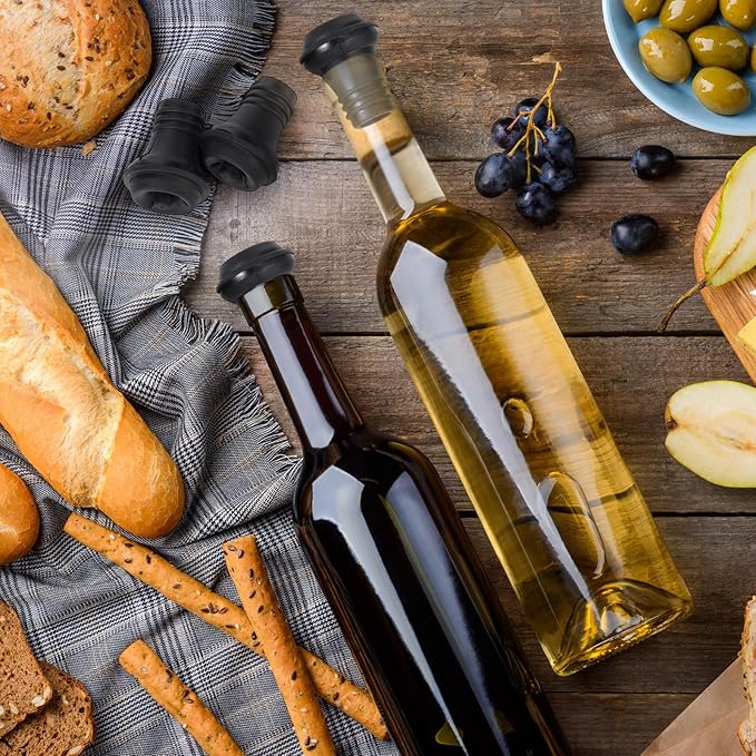 Honoson 72 Pieces Wine Stopper Silicone Resealable Pump Vacuum Saver Practical for Kitchen Supplies Bottle Tools (Black)