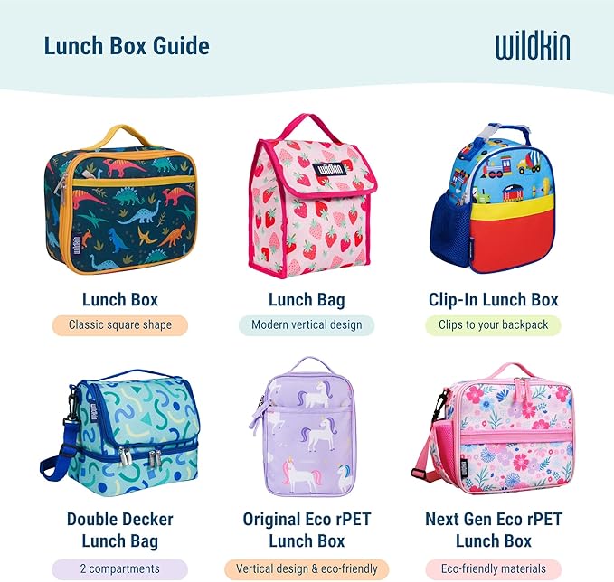 Wildkin Kids Two Compartment Insulated Lunch Bag – Keeps Food Hot or Cold, Easy-Clean Lining, Leak-Resistant & BPA-Free – Boys & Girls, Ideal for School, Travel & Daycare – Rip-Stop Black
