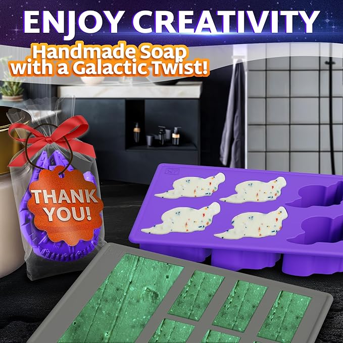 Epic 8-piece Sci-fi Silicone Molds Set - Silicone Ice Cube Tray for Space Themed Drinks | Non-Stick, Reusable & Flexible for Jello, Candy, Chocolate & Wax | Suitable for Freezer, Oven & Microwave