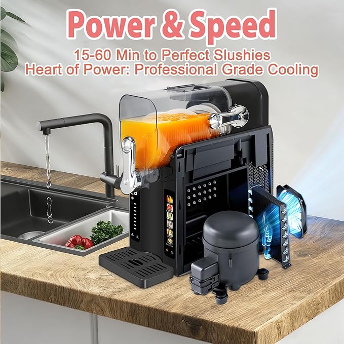 Slushie Machine for Home - 88oz Frozen Drink Maker Slushy Machine, 2-In-1 Soft Ice Cream Maker, 6 Preset Programs| Slushie, Cocktails, Frappés, Ice Cream, Smoothies, Milkshakes (Screen Version)