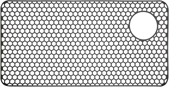 Silicone Sink Mat, 28.62"x 14.76" Heat-resistant Sink Protectors, Drying Mats for Kitchen of Bottom Farmhouse Porcelain Stainless Steel, Kitchen Accessory, Right & Left Drain(Grey)