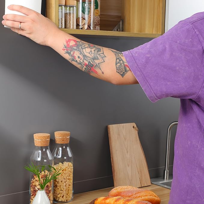 ZUNTO Black Paper Towel Holder Cabinet Door or Under Cabinet - Self Adhesive Big Roll Rack, Wall Mount Paper Towel Bar for Kitchen, Stainless Steel,