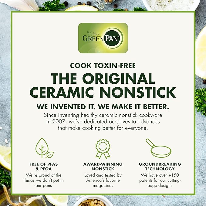 GreenPan Lima Hard Anodized 8" Frying Pan Skillet Nonstick, Ceramic Nonstick, PFAS-Free Nontoxic Pots and Pans, Oven & Broiler Safe, Stainless Steel Handle, Cookware for Eggs & Omelet, Gray