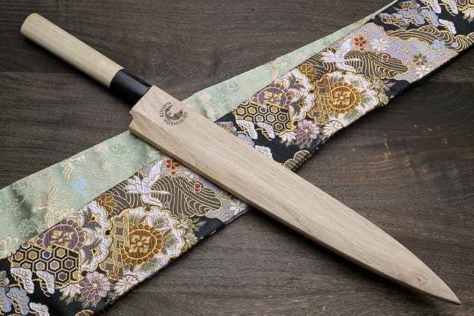 Yoshihiro Shiroko High Carbon Steel Kasumi Yanagi Magnolia Handle Sushi Sashimi Chef Knife (9.5" (240mm))