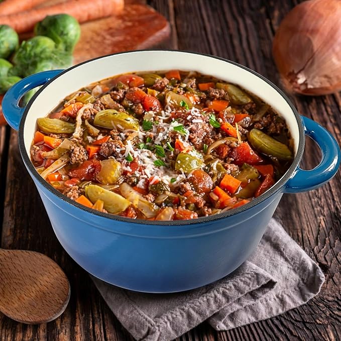 COOKWIN 6QT Enameled Cast Iron Dutch Oven with Lid, Heavy-Duty & Non-Stick Cookware Pot for Braising, Stews, Roasting, Bread Baking - Oven & Stovetop Safe