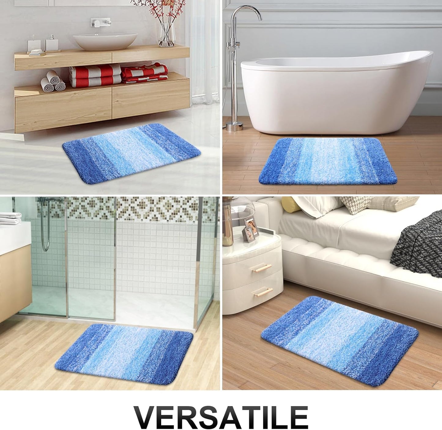 OLANLY Bathroom Runner Rugs 44x24, Extra Soft Absorbent Microfiber Bath Rugs, Rubber Backing, Quick Dry, Washable Bath Mats for Bathroom Floor, Tub and Shower, Home Decor Accessories, Light Royal Blue