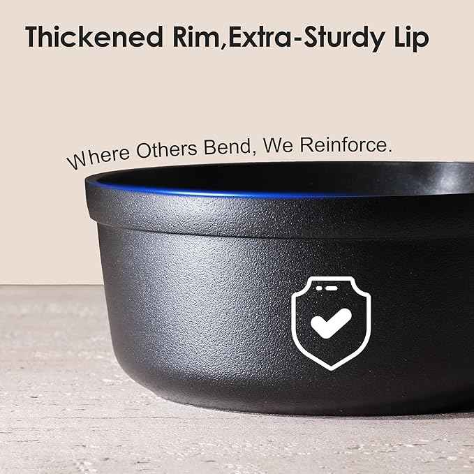 SENSARTE Nonstick Pots and Pans Set 17pcs, Healthy Induction Cookware Set, Kitchen Cooking Set with Skillets & Saucepans, Stay-cool Handles, Dishwasher Safe, PFOA PFOS Free, Matte Black