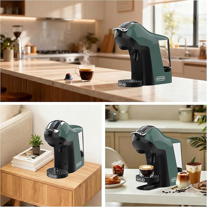 KOTLIE EM-308B Espresso Machine, Single Serve Coffee Maker Compatible with Multiple Capsule Types, Ground Coffee, and ESE Pods, 3 Temperatures, 7 Water Volume Levels, 34 Oz(Green)