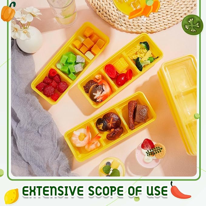 Hushee 25 Pack 17 oz Small Meal Prep Containers with 3 Compartments Snack Containers with Lid Disposable Plastic Bento Box Travel Lunch Food Boxes Stackable for Office Picnic (Yellow)
