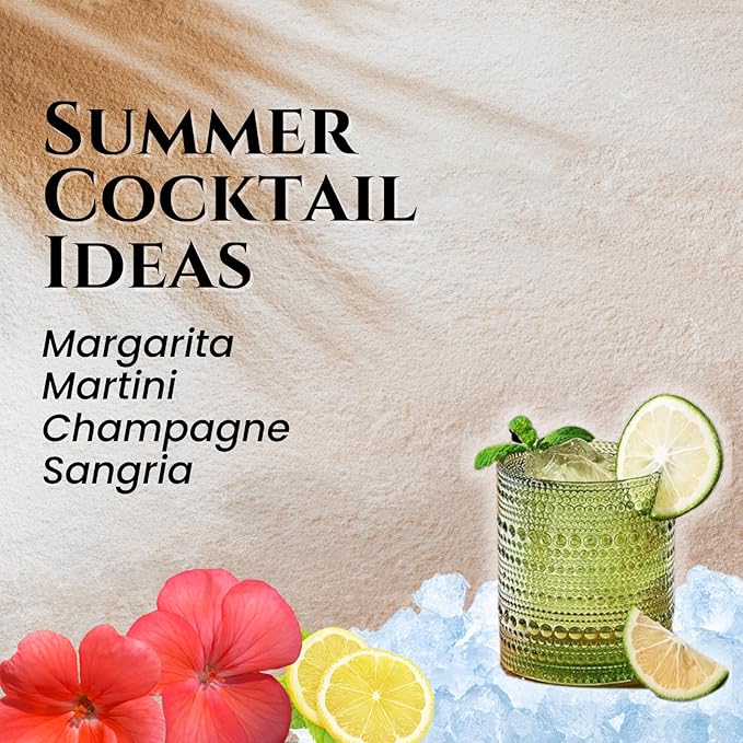Hobnail Beaded Highball Drinking Tumbler Glasses | Set of 6 | Color, Vintage Bubble Design Whiskey Glassware, Old-Fashioned, Embossed Design for Water, Wine, Cocktail Embossed Heavy Glas, Rocks Glass