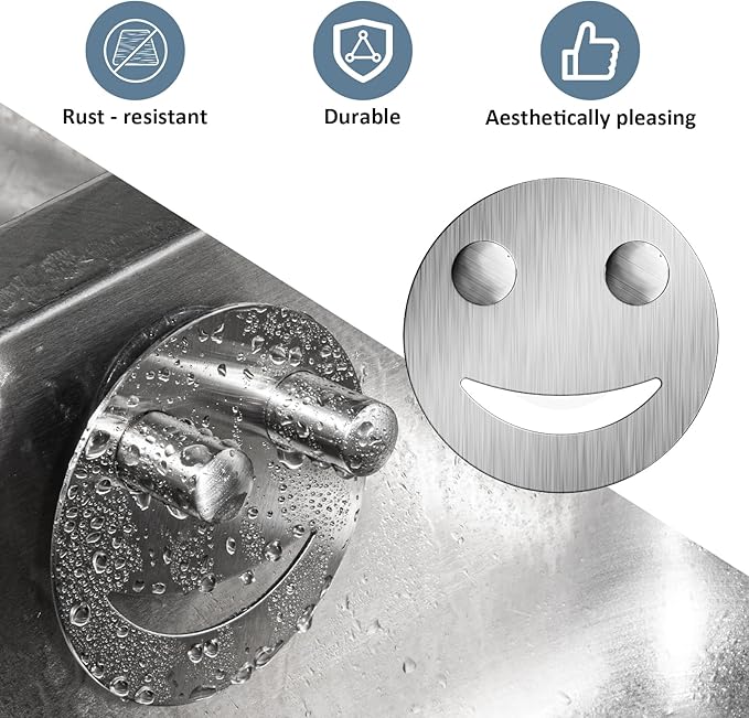 2 Pack Stainless Steel Smiley Face Dish Sponge Holder, Silver Sink Caddy Organizer Storage with Suction Cup for Kitchen, Kitchen Accessories Decor Scrubber-Silver