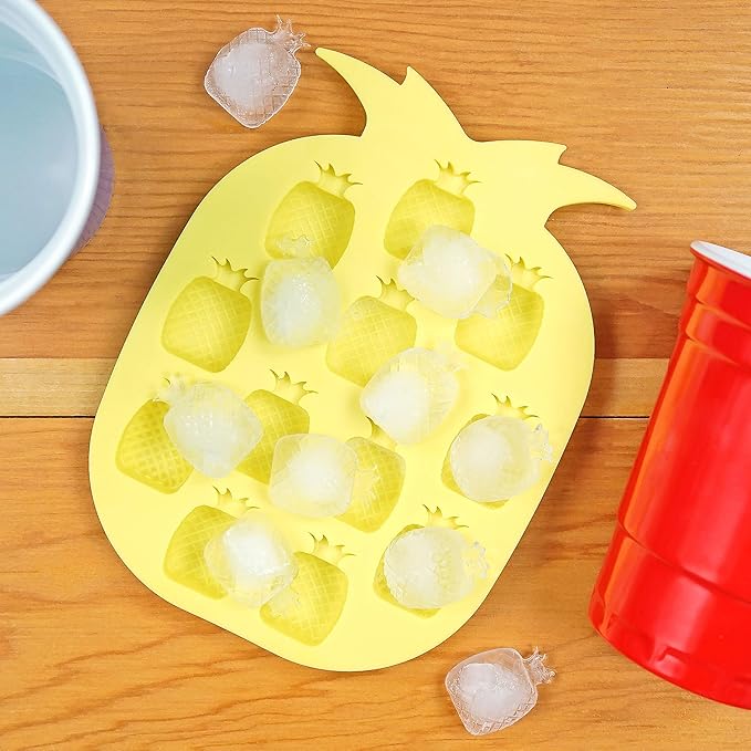 Pineapple Shaped Ice Cube Tray, Yellow - Fairly Odd Novelties - Funny Tropical Fruit Drink Ice Molds