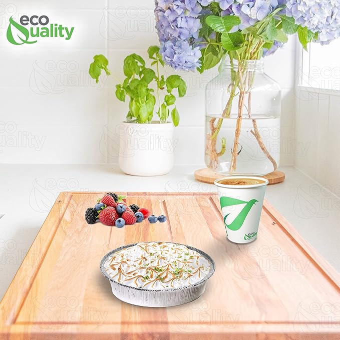 EcoQuality 6" Round Aluminum Foil Pans - Disposable Containers with Foldable Walls for Pie Baking, Cooking, Serving, Reheating, and Storing - Freezer and Oven Safe Tart Pan 50 Pack