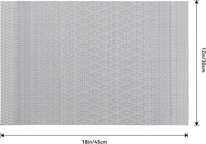 Leetaltree Lunar Grey Placemats Set of 6 - Heat Resistant Non-Slip Place mats for Dining Table, Washable Durable PVC Vinyl Woven Table Mats(Lunar Grey, 6)