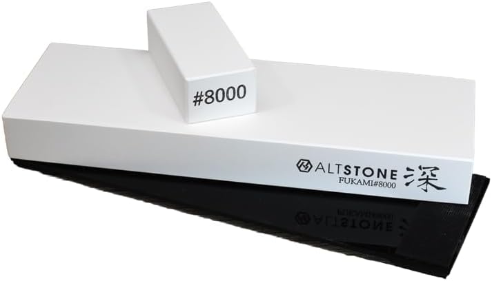 FUKAMI Whetstone Sharpening stone super finishing grit 8000 w/Nagura, 7.1" x 2.4" x 0.8" (Pro Power. Perfectly Compact for home use), Made in Japan (#8000)