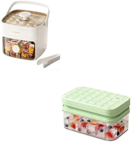 Plastic Ice Cube Trays + Silicone Ice Cube Trays with Lid and Bin