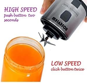 Portable Smoothie blender Glass bottle Mini USB rechargeable 2 battery Handheld Shakes blend Cup USB juicer Cordless Personal smoothies maker mixer (Black Steel)