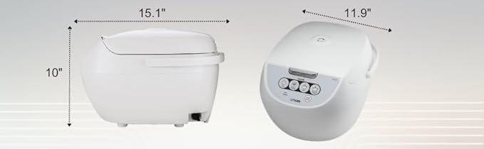 Tiger JBV-A18U-W 10-Cup (Uncooked) Micom Rice Cooker with Food Steamer & Slow Cooker, White