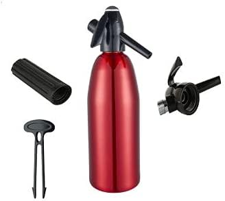 Aluminum Soda Siphon, Sparkling Water Maker, Compatible with Standard 8g CO2 Cartridges (1L), Carbonated Water Machine, Soda Streaming Machine, Soda Maker (Red)
