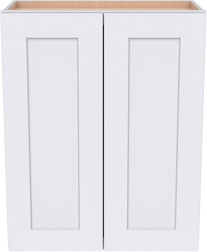 Wall-Mounted Cabinet – Solid Wood Shaker Style Medicine Cabinet with Adjustable Shelves & Soft-Close Doors for Bathroom, Kitchen, and Office Storage (White, 30" W x 12" D x 30" H)