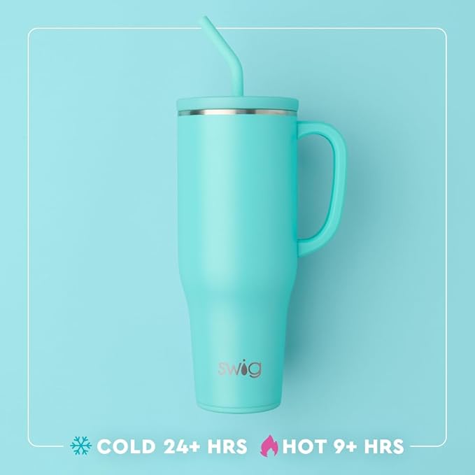 Swig Life 40oz Mega Mug, 40oz Tumbler with Handle and Straw, Extra Large Insulated Tumblers, Cup Holder Friendly Travel Mug (Funky Chicken)
