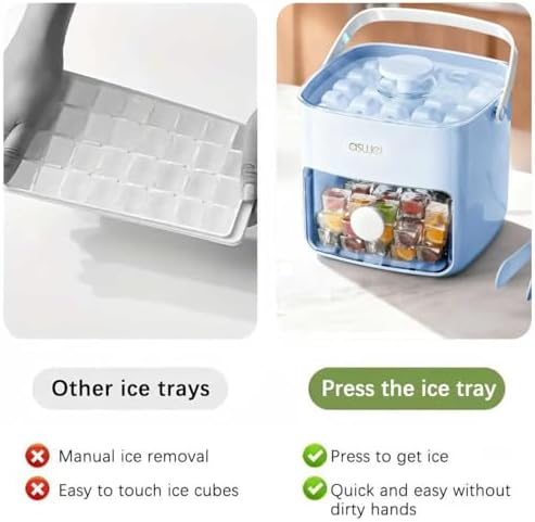 Ice Cube Tray with Lid and Bin+ Ice Cube Trays Press Easy Release