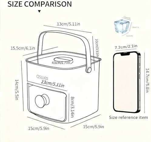 Mini Press-Type Ice Maker for Freezer + Silicone Ice Cube Trays with Lid and Bin