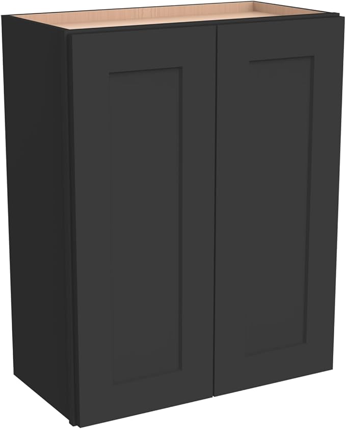 Wall-Mounted Cabinet – Solid Wood Shaker Style Medicine Cabinet with Adjustable Shelves & Soft-Close Doors for Bathroom, Kitchen, and Office Storage (Charcoal Black, 39" W x 12" D x 36" H)