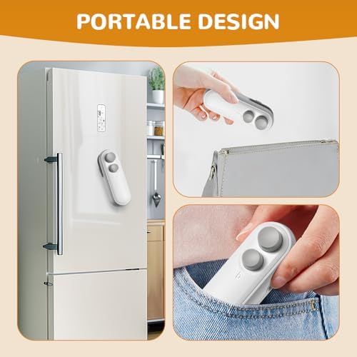 2-in-1 Mini Bag Sealer & Cutter, Rechargeable Portable Snack Bag Heat Sealing Machine with Magnet, Handheld Resealer for Food Storage - 2 Pack (White)