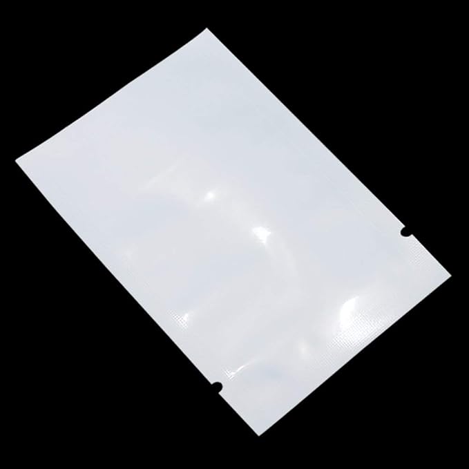 PABCK 1000 Pack 2.75x3.93 inch (Usable Size 2.4x3.5 inch) White Front Clear Open Top 2.8mil Plastic Vacuum Pouch Heat Sealable Bags for Food Storage Packets Mini Sample with Tear Notches