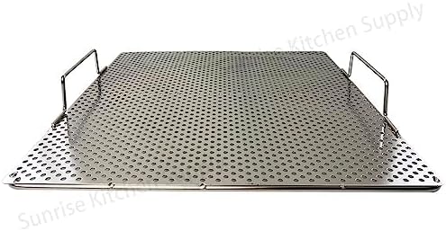 Sunrise Stainless Steel Fryer Screen with Handles (Solid Screen) (2, 17.5" x 17.5" x 2")