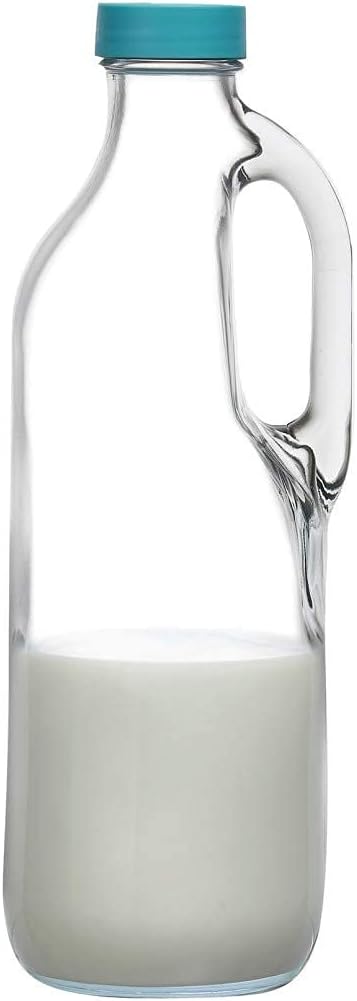 2 Pc 47oz Clear Glass Pitchers with Handles and Lids - Airtight Refrigerator Water Juice Jugs for Kitchen