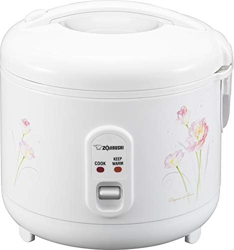 Zojirushi NS-ZCC10 Neuro Fuzzy Cooker, 5.5-Cup uncooked rice / 1L, White & NS-RPC10FJ Rice Cooker and Warmer, 5.5-Cup (Uncooked), Tulip