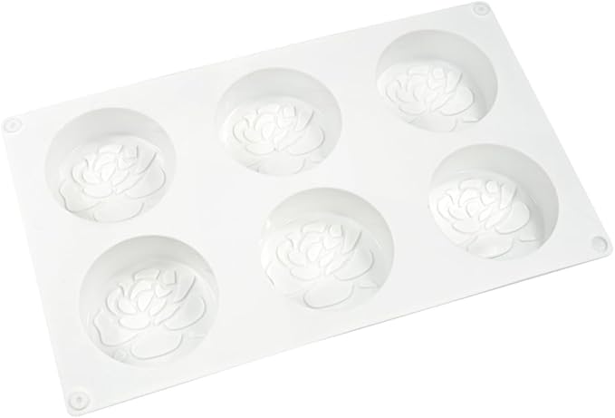 Silicone Baking Mold, 3D Round Shape Flower Pattern Silicone Mold for Making Chocolate, Mousse Cake, Candy, Soap, Ice Cream, Non-Stick Food Grade Silicone Molds (F_ Flower)