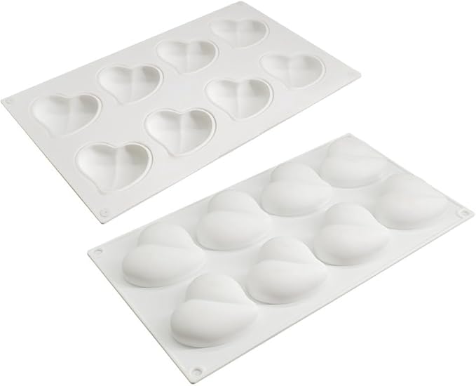 Heart Silicone Chocolate Mold DIY Cake Accessories Molds Kitchen Ice Cubes Biscuit Pastry Manual Baking Mould (Heart F_11.8 X6.8 X0.8inch)