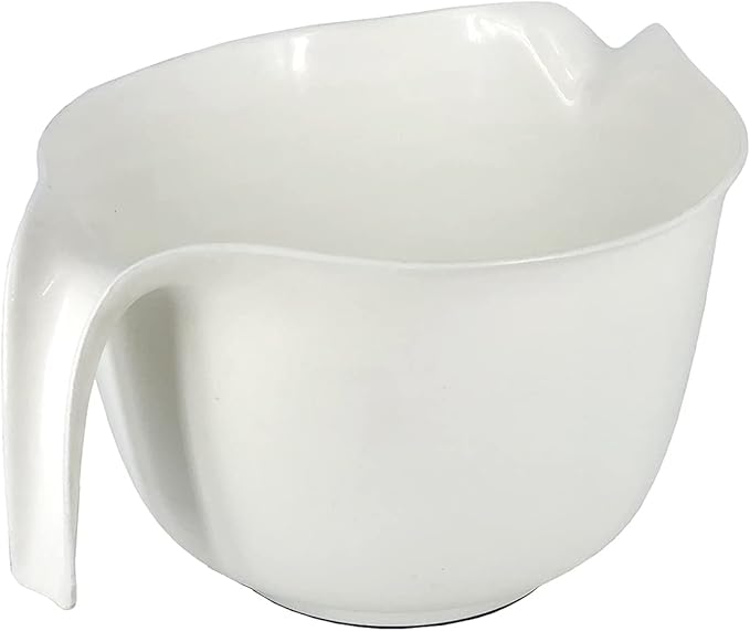 Glad Mixing Bowl with Handle – 3 Quart | Heavy Duty Plastic with Pour Spout and Non-Slip Base | Dishwasher Safe Kitchen Supplies for Cooking and Baking, White