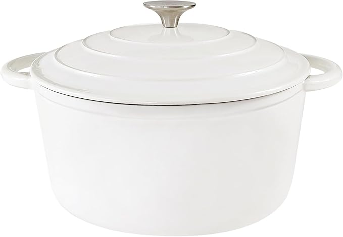 5 Quart Enameled Cast Iron Dutch Oven, Heavy-Duty Round Cookware Pot with Lid and Dual Handles for Sourdough Bread Baking, Braising, Soups and Stews, Used for All Stoves