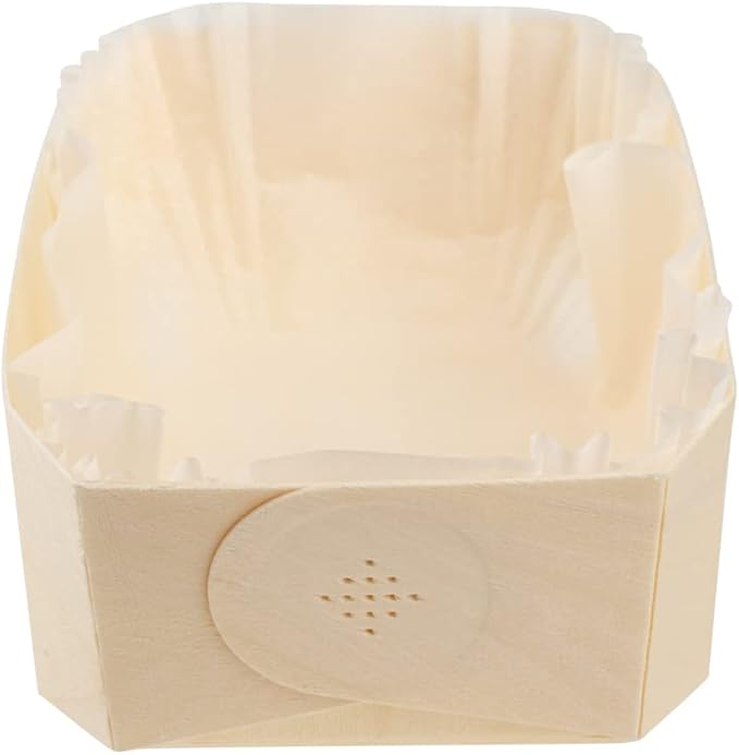 Restaurantware Taipei 34 Ounce Wooden Baking Molds 100 Oven Ready Disposable Loaf Pans - With Paper Liners Greaseproof Wood Containers For Baking For Banana Bread Meatloaf And More