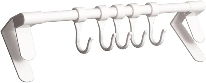 Zerodeko Cabinet Kitchen Utensil Hooks 5pcs Heavy Duty White Storage Rack Hanging Multi-Function Holder for Cabinet and Towel Organization