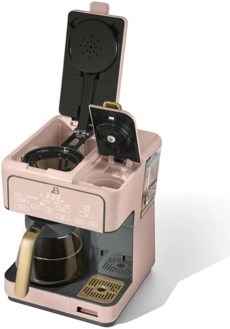 Beauti Multi Brew 12 Cup Programmable Drip & Single Serve Coffee Maker, Versatile Brewing (6oz, 8oz, 10oz, 12oz, 14oz), Pods or Ground, Over Ice option, Keep Warm mode (Rose)