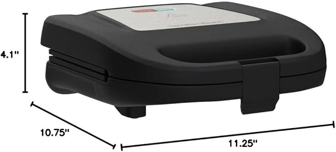 Hamilton Beach Electric Sealed Sandwich Maker Grill with PFAS-Free Nonstick Plates, Makes Stuffed French Toast, Omelets, Compact & Easy to Store, Black (25430G) (Pack of 2)