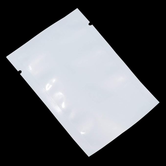 PABCK 300 Pack 4.7x7.1 inch(Usable Size 4.3x6.7 inch) White Clear Front Open Top 2.8mil Plastic Vacuum Pouch Heat Sealable Bags for Food Storage Packets Mini Sample with Tear Notches