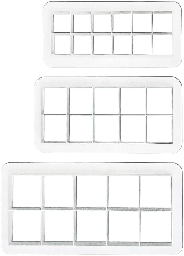 3Pcs White Square Cookie Cutter Set, Geometric Multicutter Square Cake Fondant, Cookie Biscuit Cutters Cake Decorating,Cookie Cutters Baking Tools and Accessories(3 Size）