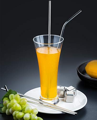 Reusable Metal Straws in Bulk 100 Pieces,8.5'' x 6mm Stainless Steel Straws for 20oz 30oz Tumbler Yeti Cup,Curved Bent Metal Drinking Straws Bulk For Wholesale (100pcs All Bent -8.5" Silver)