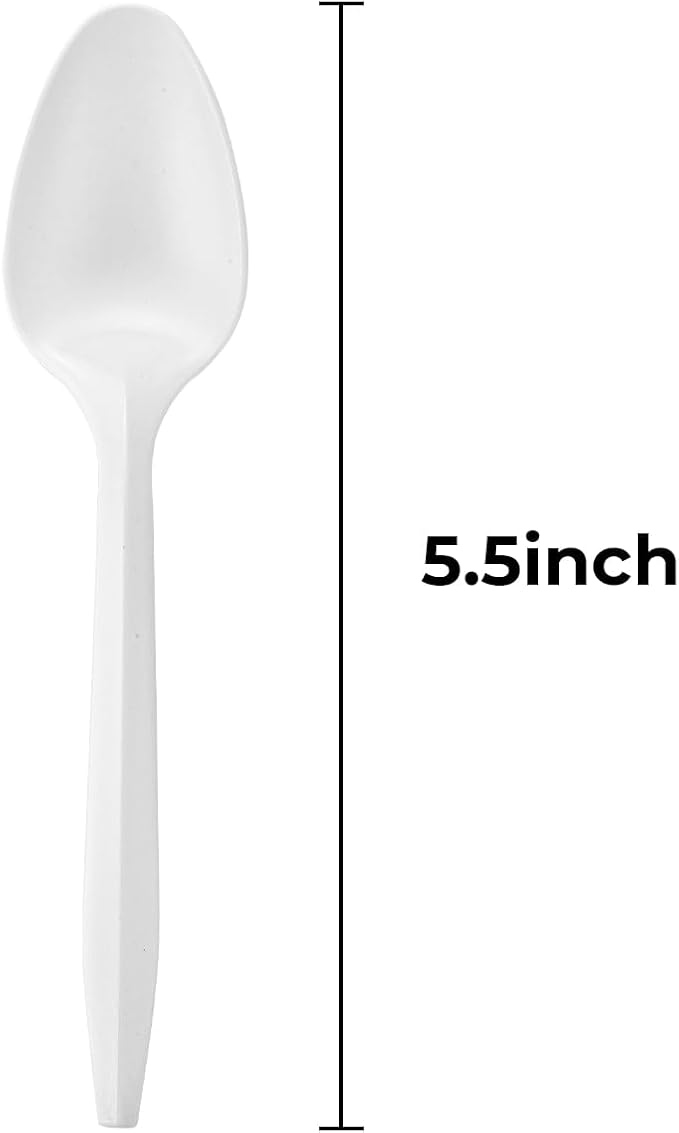 1000PCS Disposable Plastic Teaspoons Bulk Spoons White Silverware Reusable Heavy Duty Disposable Cutlery Plastic Utensils Flatware for Home Restaurant Party Picnic Camping Travel (Teaspoon-1000pcs)
