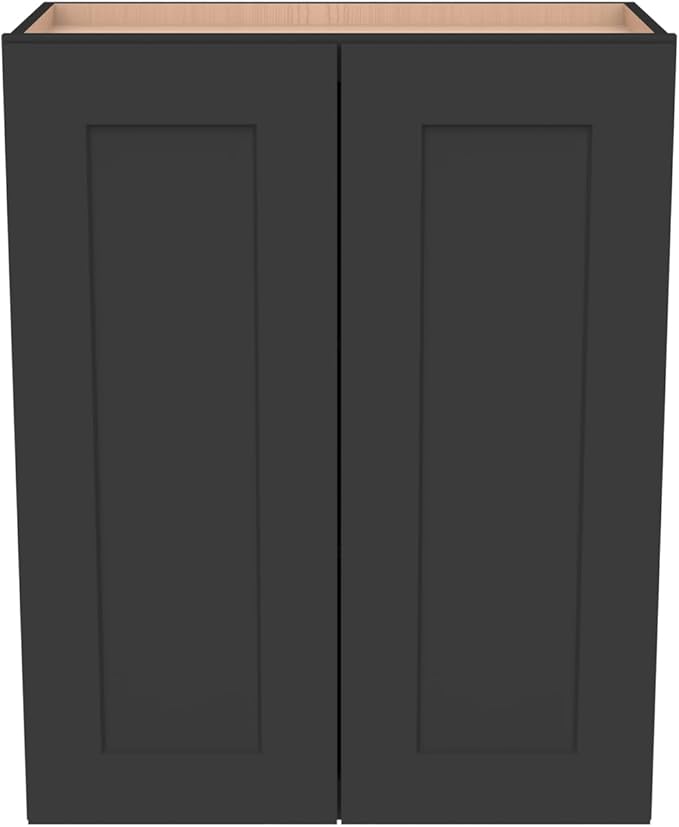 Wall-Mounted Cabinet – Solid Wood Shaker Style Medicine Cabinet with Adjustable Shelves & Soft-Close Doors for Bathroom, Kitchen, and Office Storage (Charcoal Black, 36" W x 12" D x 42" H)