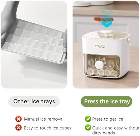 Plastic Ice Cube Trays with Bin and Scoop for Freezer+Mini Ice Cube Trays with Lids