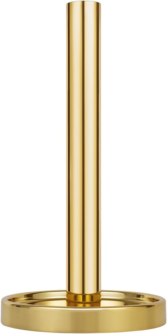 Ivilon Paper Towel Holder Stand - Steady and Easy Tear - Fits All Paper Towel Rolls - Gold Polished